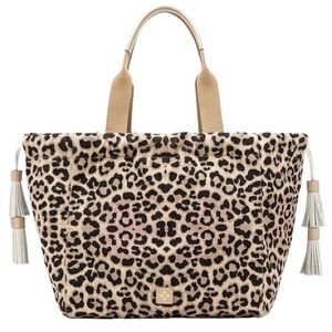 India Hicks Fortune sleeping leopard tote bag